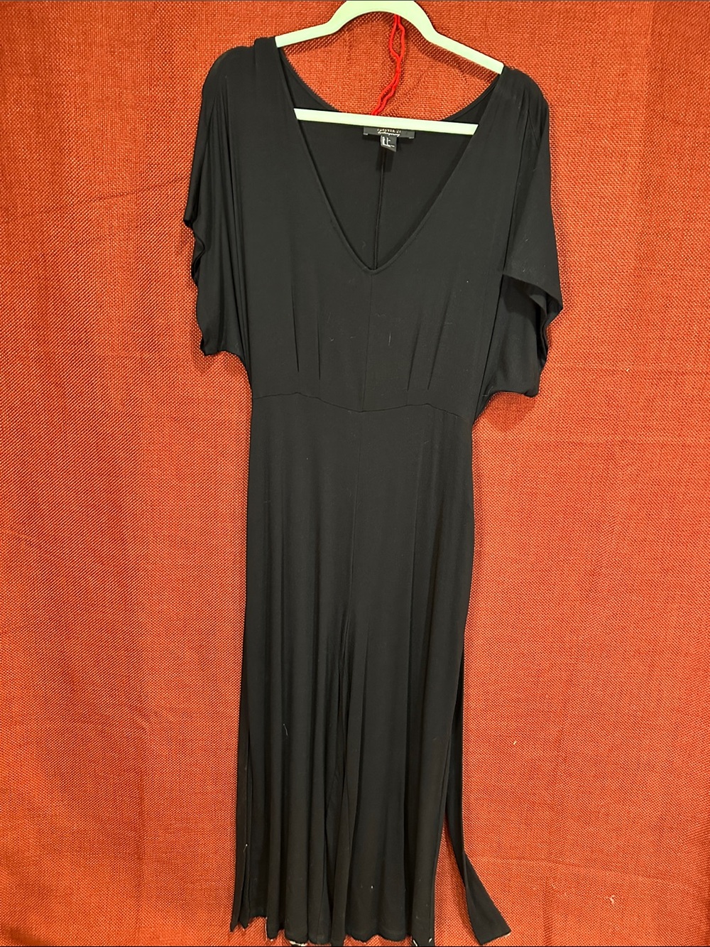 Forever 21 Black V-Neck Maxi Dress with Flutter Sleeves